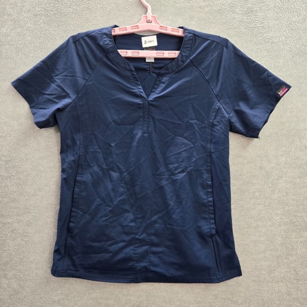 Koi Women Scrub Top S Blue Short Sleeve Polyester‎ Spandex